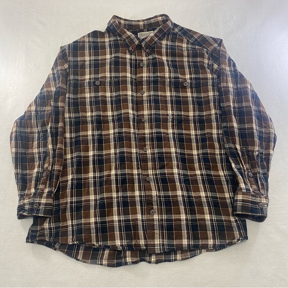 Duluth Trading Free Swingin' Flannel Relaxed Fit Shirt Mens 4XL Brown Plaid